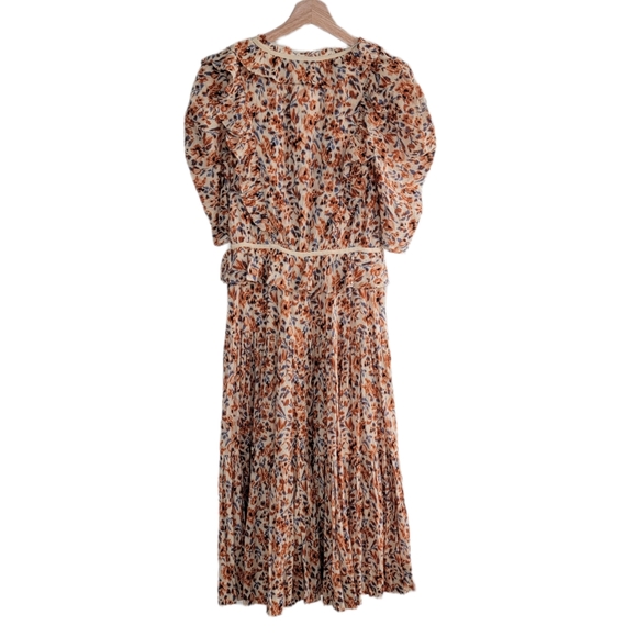 Ulla Johnson Lisette Dress Pearl Floral Wrap Ruffle Midi New With Tag Size 4 - Picture 3 of 10